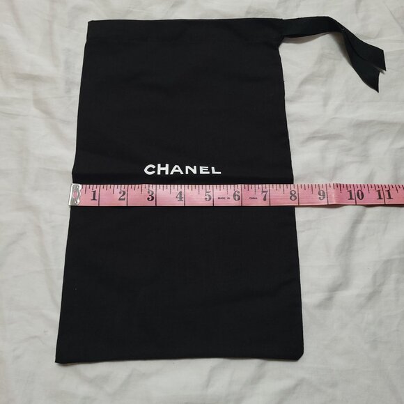 Chanel Dust Bag Empty Drawstring Logo Spell Out Fabric Black 12.5 x 7.5 in - Picture 7 of 9